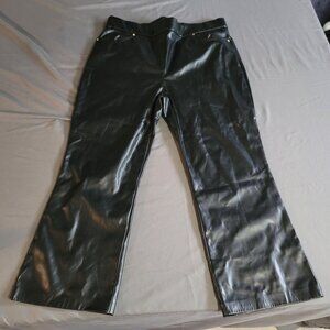 Michael Kors Pants Womens XL Black Pleather Flare Pockets High Waist Stretch